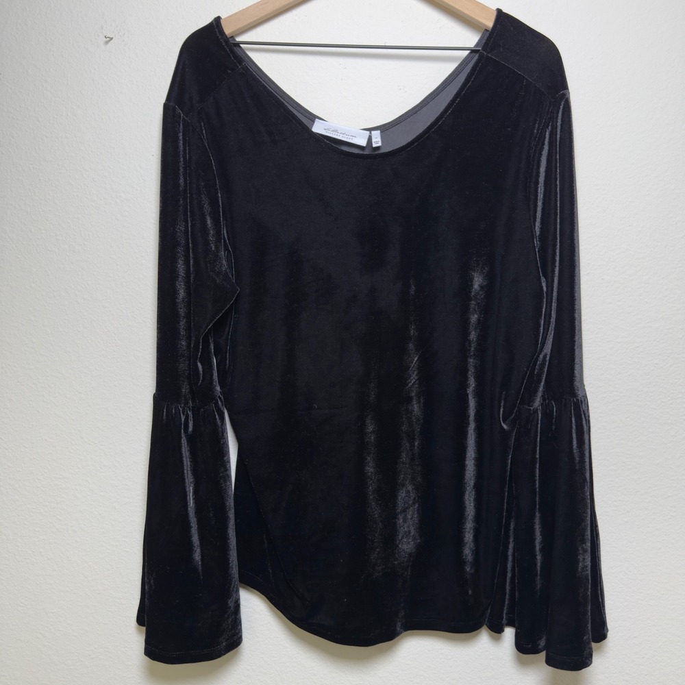 LaBellum Hillary Scott Women Velvet Top 1X Black Witchy Whimsigoth‎ Western Boho
